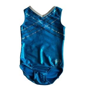 Zone Blue Metallic Leotard Competition Recital Costume, Size Medium